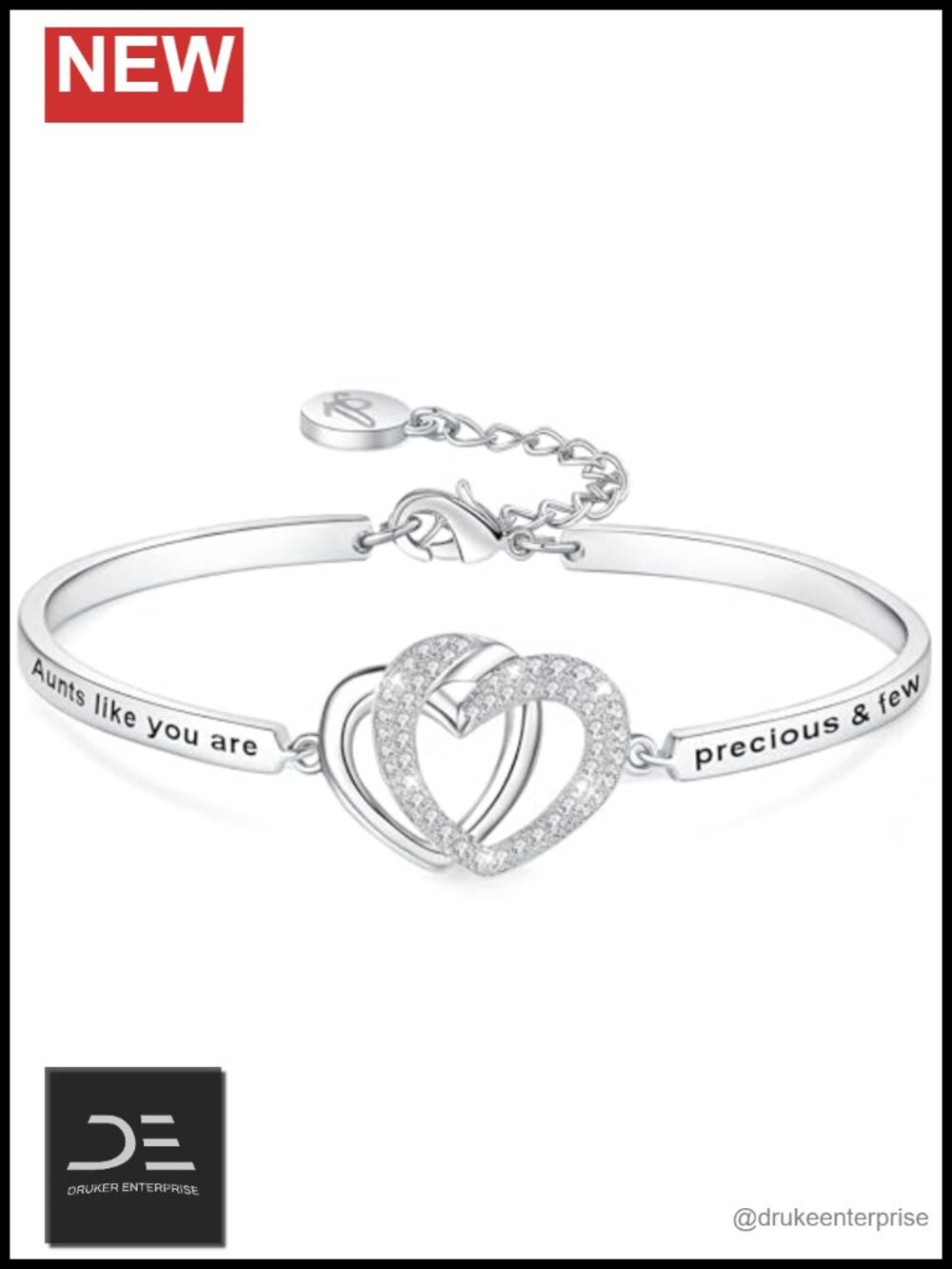Bangle Bracelet 'Aunts Like You Are Precious & Few' Aunt Niece Gift White Gold